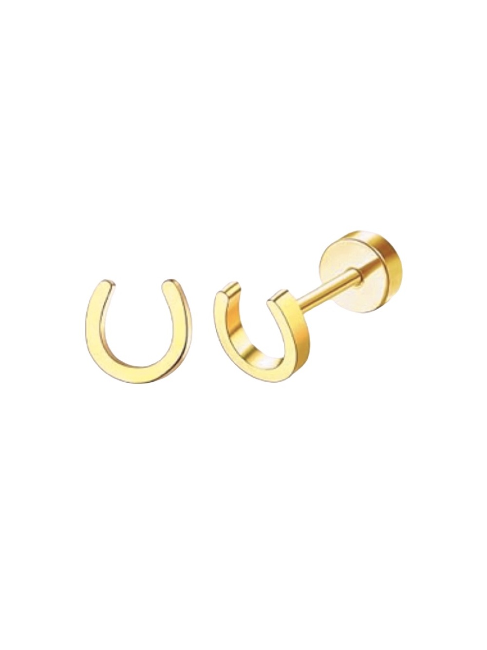 Zoe Lev Tiny Horseshoe Flat-Back Stud Earrings